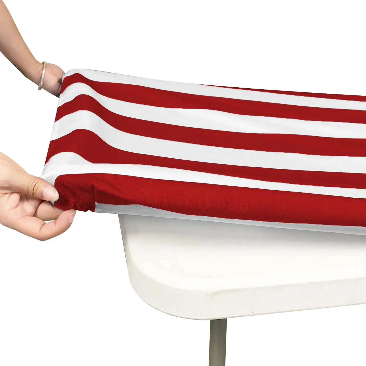 Outdoor Easy To Clean Washable Waterproof Stripe Custom Size Rectangle Table Cloth Polyester Fabric Tablecloths Table Cover