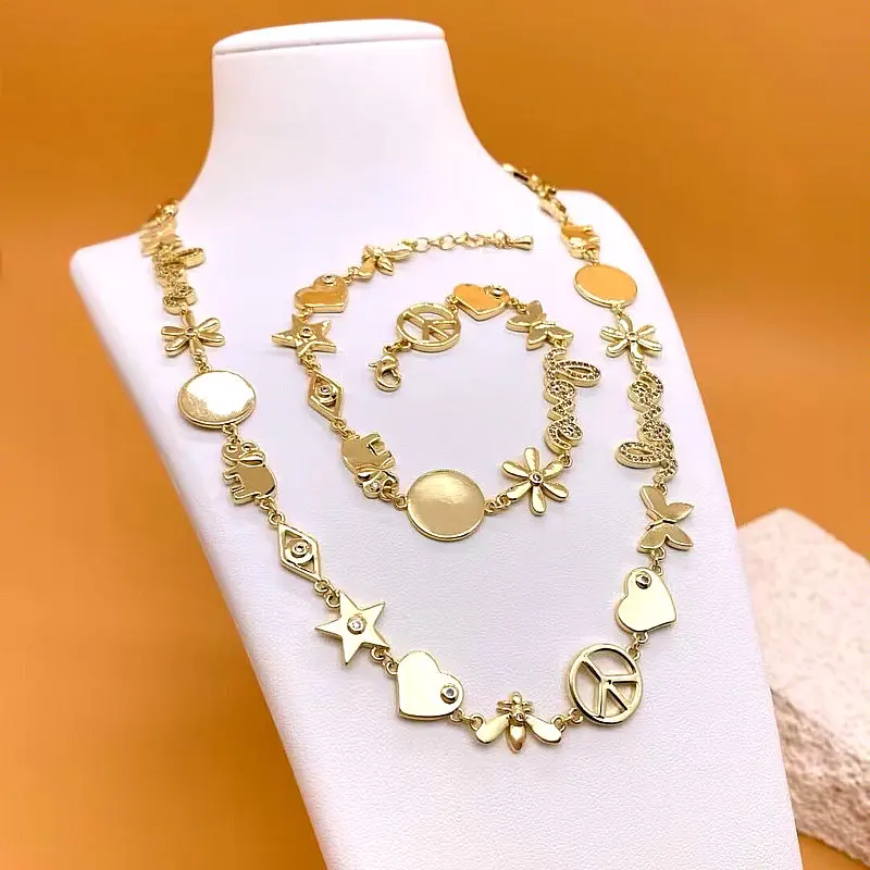 CH-LHB0476 Luxury Gold Plated Heart Charm Necklace Bracelet Adjustable Star Charms Bracelet Gold Heart Love Connector Bracelet