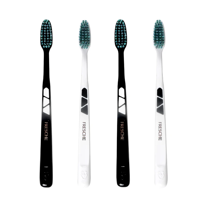 Male teeth brush with new design black and white dental toothbrush for man with medium brisltes