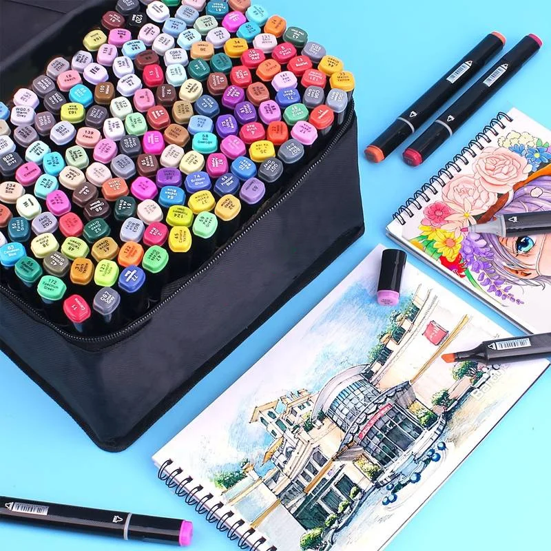 Quick Dry Custom Logo Graffiti Marker 100 Colors Artist Alcohol Markers Dual Tip Graphic Fabric Art Marker For Designers Artists