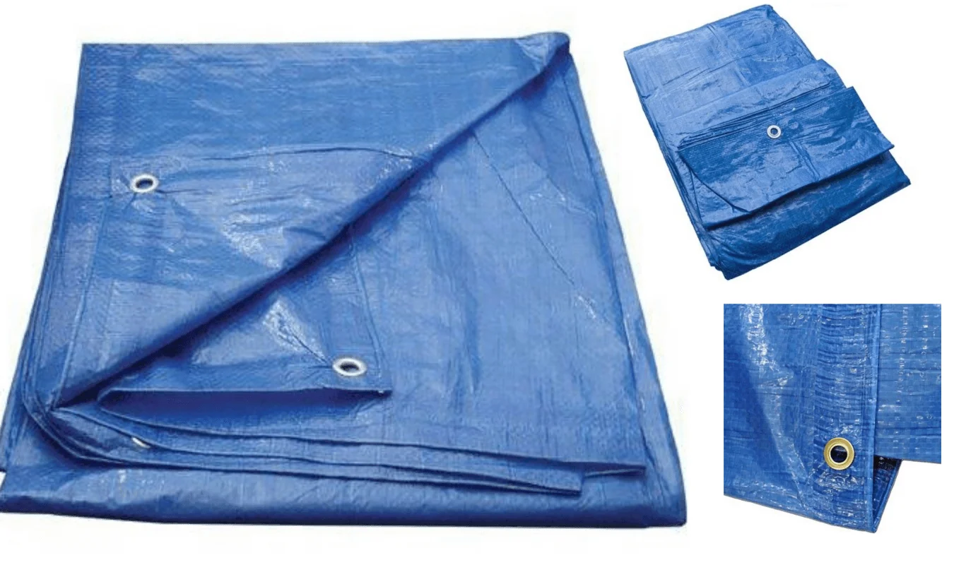 Tarpaulin polyethylene plastic sheet with 6 black bands 4m x 6m