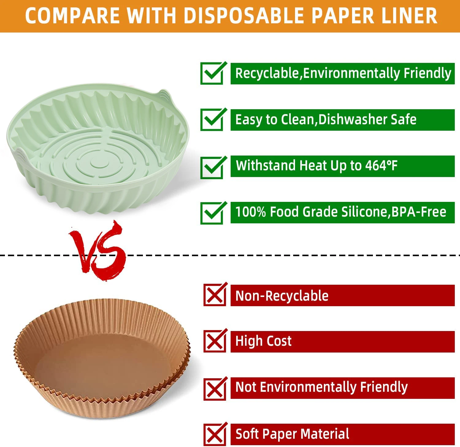 Силиконовые вкладыши для фритюрницы антипригарный круглый лоток многоразовый безопасный пищевых продуктов силиконовый горшок