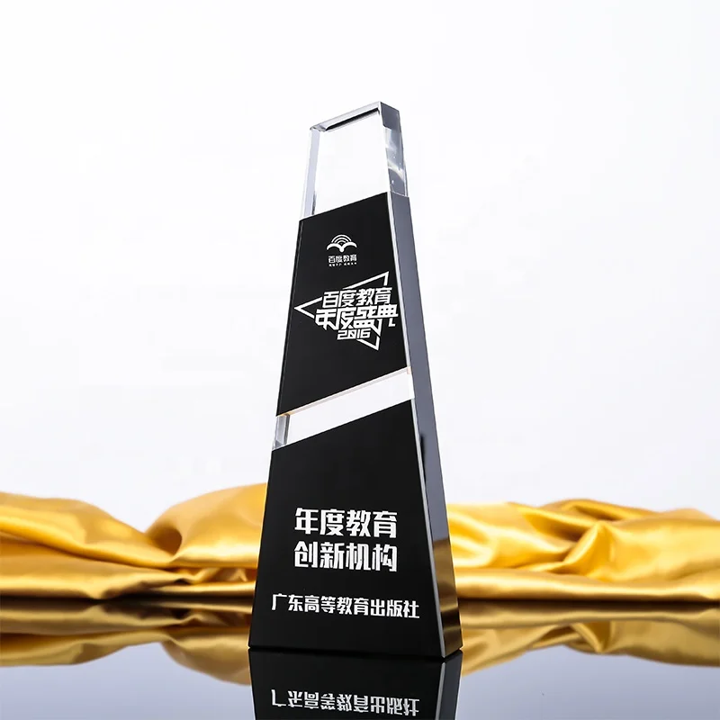 Unique Black Crystal Awards Trophy And Medal Graduation Souvenir Crystal Trophy Crystal Cup Cheap Customized Glass Trophy
