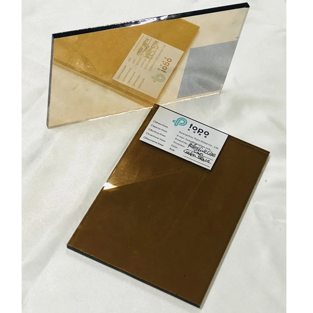 
5mm 6mm Hot Sale Dark Bronze / Golden Bronze Reflective Glass for Building (R-GB) 