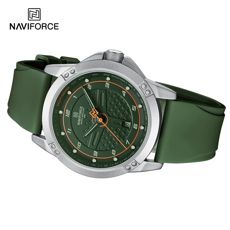 NAVIFORCE 8031 SGNGN Sport Quartz watch for men Silicone strap 3 ATM waterproof with Date Alloy Case wristwatch Gift