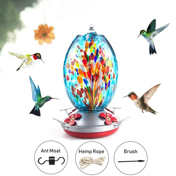 Wholesale Humming Bird Glass Feeder Bird Feeder And Drinker In Outside Garden