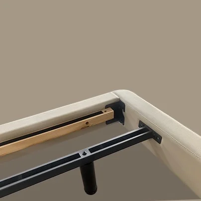 Italian Style Suspended Bed Solid Wood Minimalist Bedroom Furniture Light Luxury Master Bedroom Leather Double Up-Holstered Bed