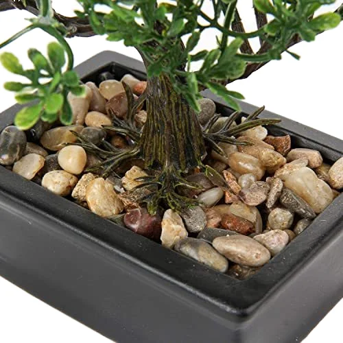 Miniature Green Artificial Plants Small Plastic Potted Trees Flowers for Home or Office Decorations