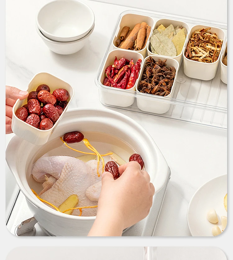 Aohea bpa free 4 8 compart Kitchen vegetable crisper 8 grids transparent storage box with strainer