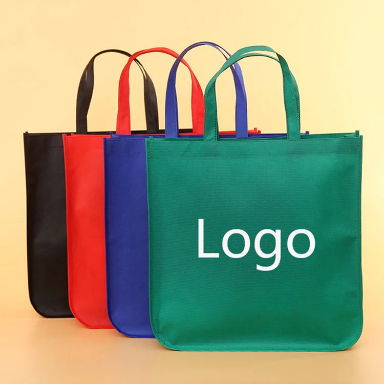Custom printed recyclable fabric handbag non woven shopping bags with logo