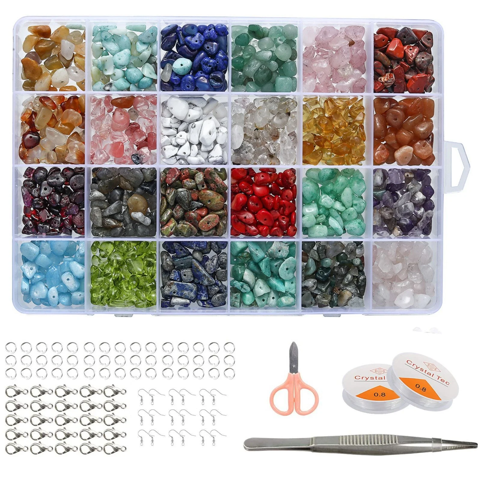 Hot Amazon 24 Colors Crystal Stone Set Beads Kit and Tools For Jewelry Making Bracelet Necklace