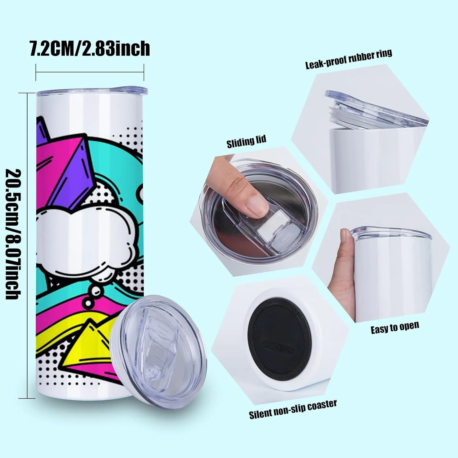 USA warehouse Double Wall Stainless Steel Sublim Blanks Travel Mug 20oz 20 oz Sublimation Skinny Straight Tumbler With Straw