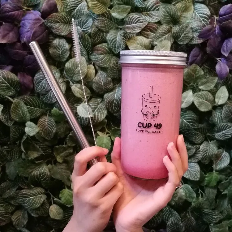Eco-friendly Reusable Glass Boba Tea Cup With Stainless Steel Straw  from Gong Cha  Chatime  CoCo 500ml and  700ml and 650ml