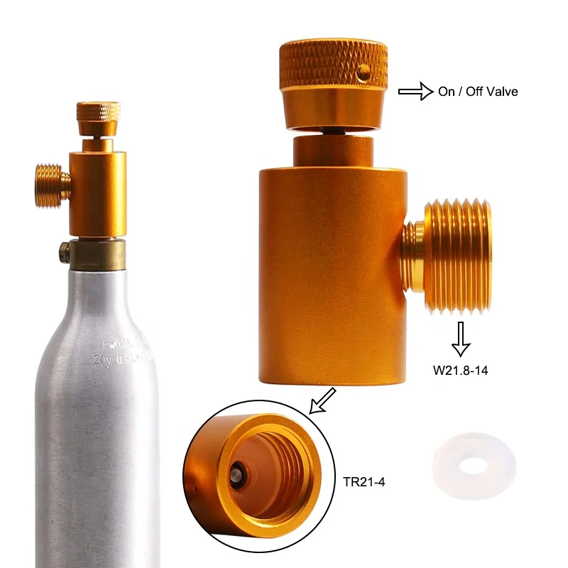 New Alloy Material External Thread Din477 W21.8-14  to TR21-4 Soda Maker Cylinder Refill Filling Gas Adapter