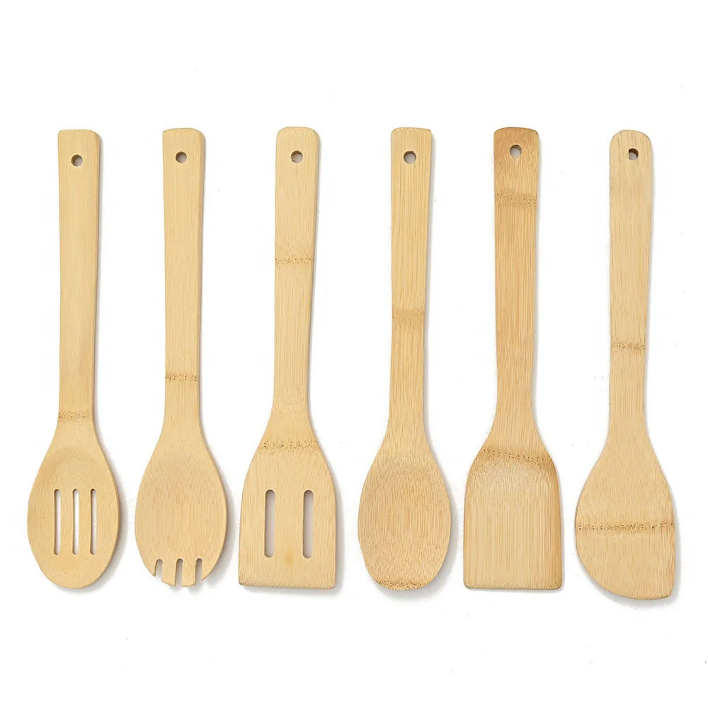 Fast Ship Healthy Custom Logo Non-stick Pan Kitchen Wood Cookware Set With Hanging Holes 6 pieces a set
