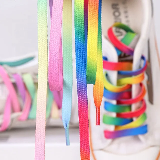 Polyester Shoelaces Gradient Color Shoelaces Rainbow Shoelaces Fashion Colorful British Style Shoestring Camouflage Shoe Laces