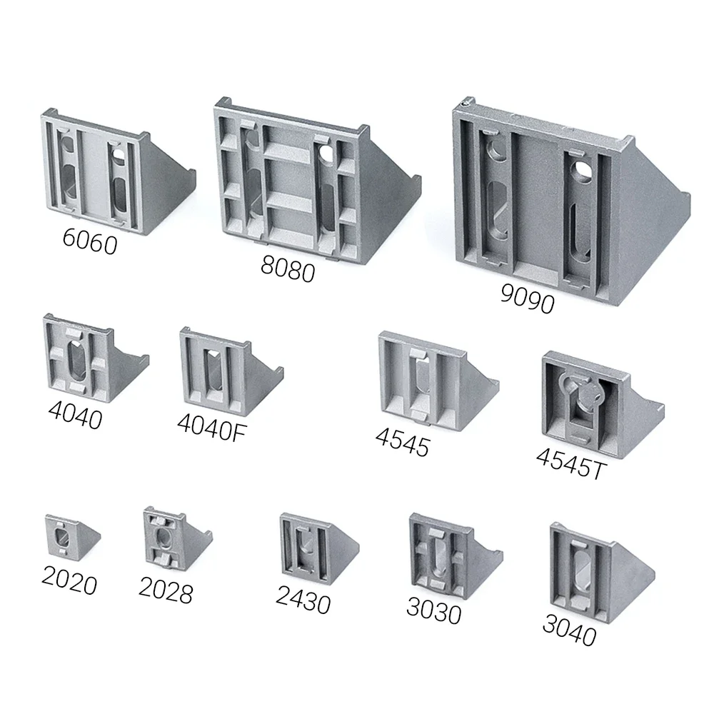 Factory Die cast 90 degree Angle Corner Bracket Aluminium Profile Connector  for T Slot Extrusion Profile 2020/4040/4545/3030