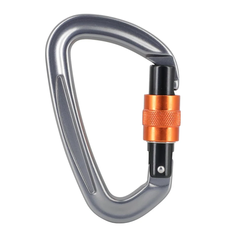JS Custom 26KN D Type Aluminum Alloy Auto Locking Carabiner Hook With Tag For Rock Climbing