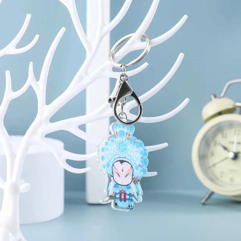 Anime Customizable Holographic Keychain Beijing Opera Pattern Low Priced Promotional Product Acrylic Plastic Stainless Steel