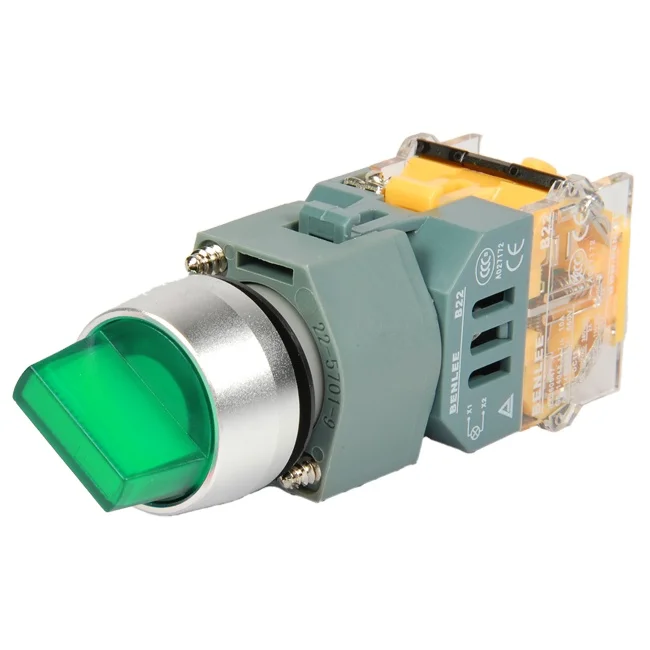 BENLEE rotary switch 22mm 2 position 1NO1NC led light rotary switch latching selector rotary switch