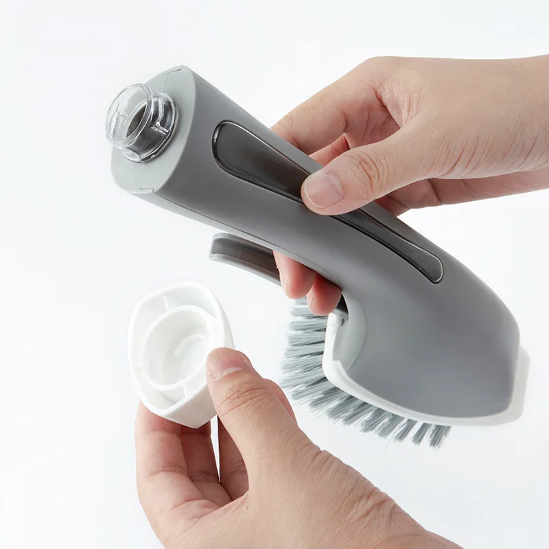 Topwill Auto Add Cleaner Liquid Antiskid Long Handle Brushes Wash Dishes Kitchen Household Spray Pot Cleaning Brush
