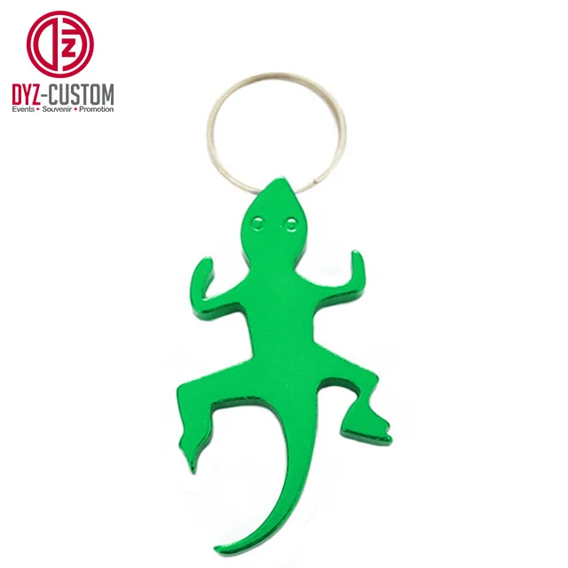 Aluminum alloy lizard shaped bottle opener metal keychain