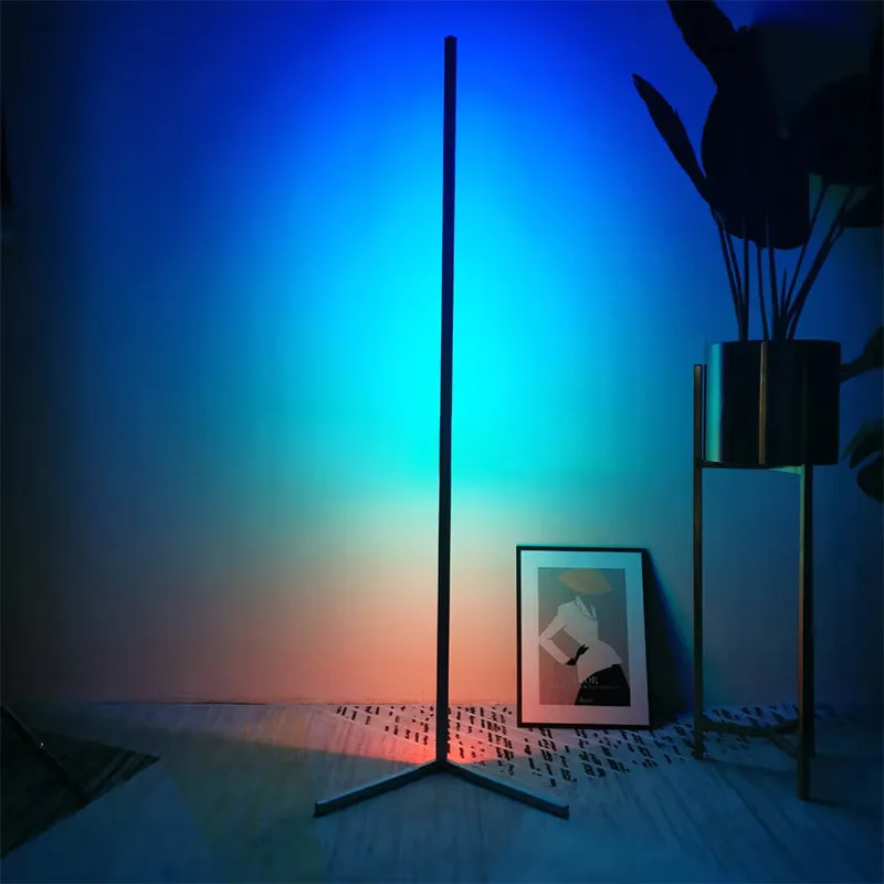 1.42m 14W RGBIC Floor Lamp LED Corner Lamp Works with Alexa For Living Room Controlled by Remote APP and Buttons