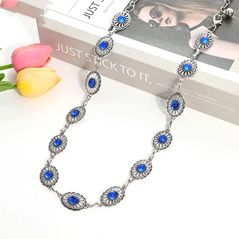 Новое поступление, модные аксессуары, золотые женские ремни на цепочке для тела, Овальный Бирюзовый камень, узкий металлический ремень в стиле ретро