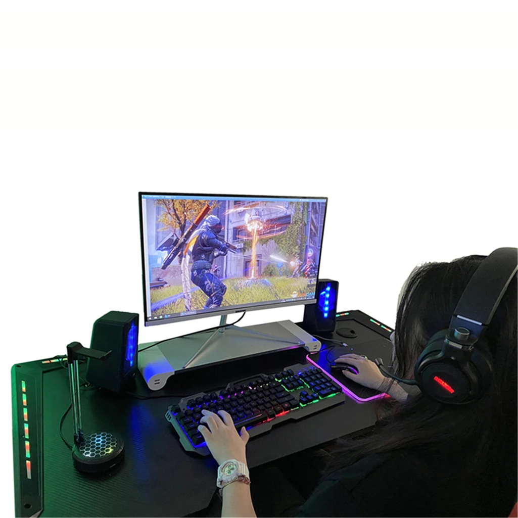 Amazon hot selling Home Furniture PC gaming RGB led light computer gaming desk chair table Bed Side Table Study Laptop Table