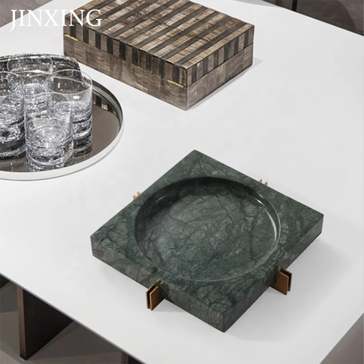 Professional Design Square Unbreakable Custom Marble Cigarette Cigar Ashtray For Living Room Decoration