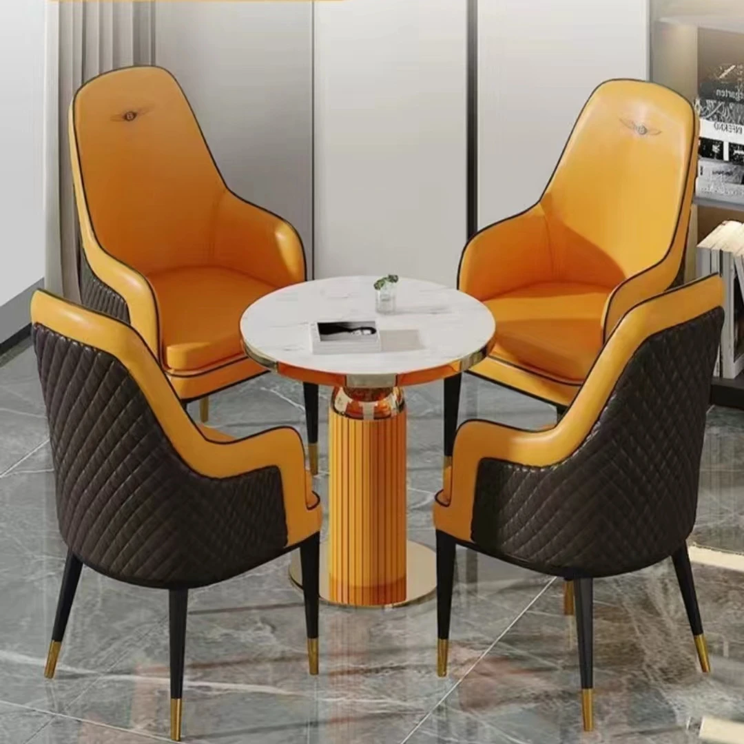 Natural Stone Luxury Furniture Set Round Table  Antique Gold Marbleg room