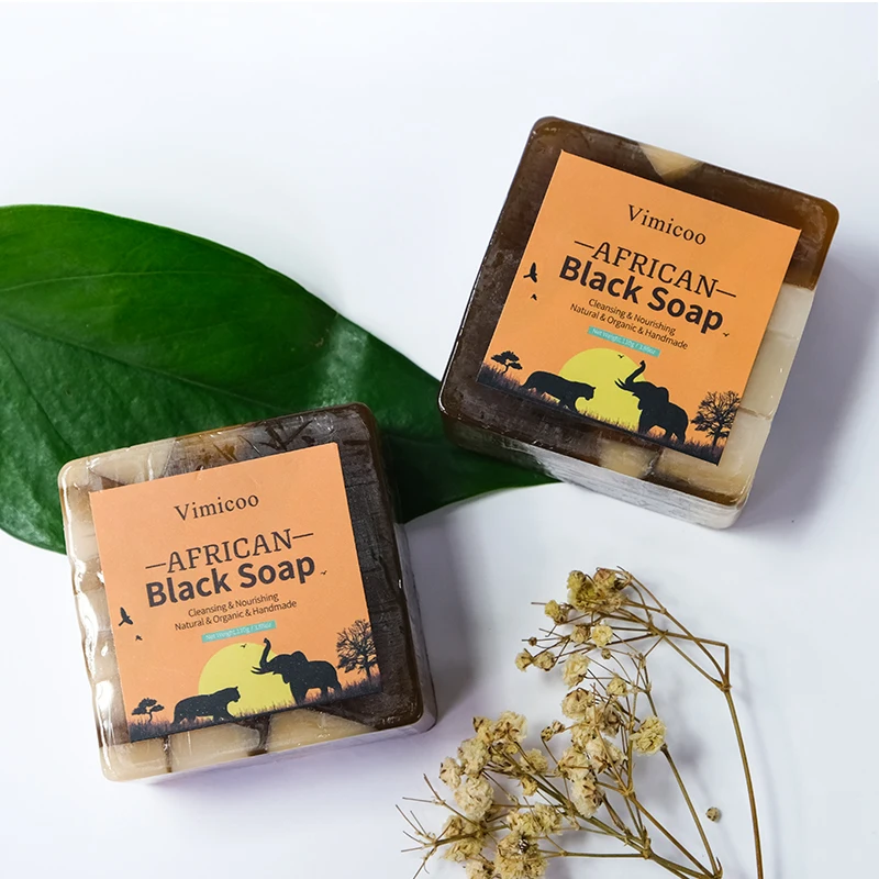 Custom Organic Natural Handmade Whitening Clean Bathing African Moroccan Black Soap