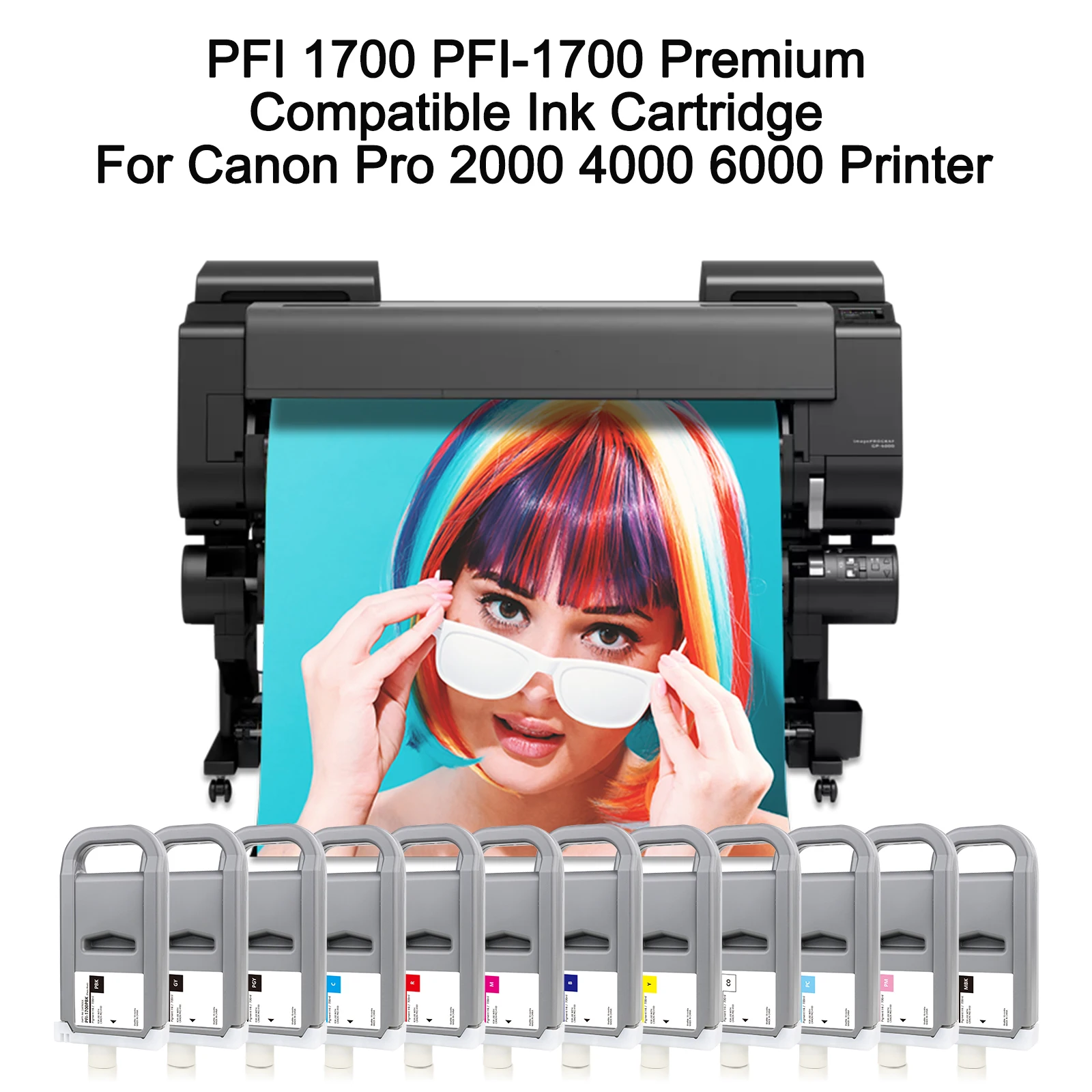 New Chippless PFI-1700 PFI1700 700ml Compatible Ink Cartridge with pigmnet ink For Canon Pro 2000 4000 6000 4000s 6000s Printers