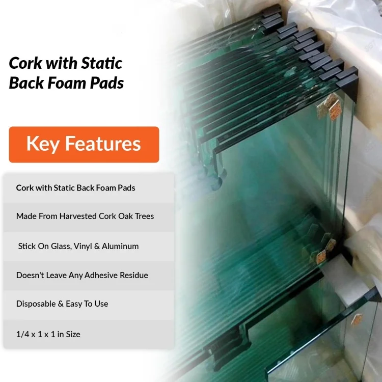 25x25x3+1MM on Sheets Glass Protecting Distance Cork Separator Distance Pads