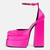 2022 new arrival satin material double platform brand design dress shoes for women