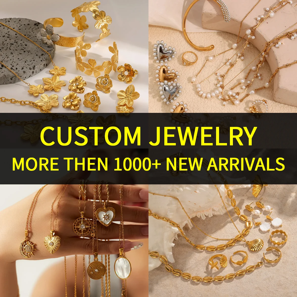 Factory Designer OEM Stainless Steel Necklace Earrings Bracelet Jewelry Waterproof Tarnish Free Gold Plated Custom Made Jewelry