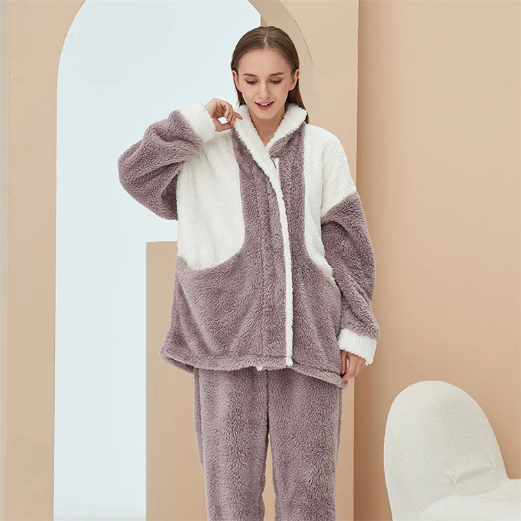 Factory Price Pajamas Sleepwear Modern Ladies Winter Sleepwear Plus Size Comfortable Sleep Coat And Pants Set