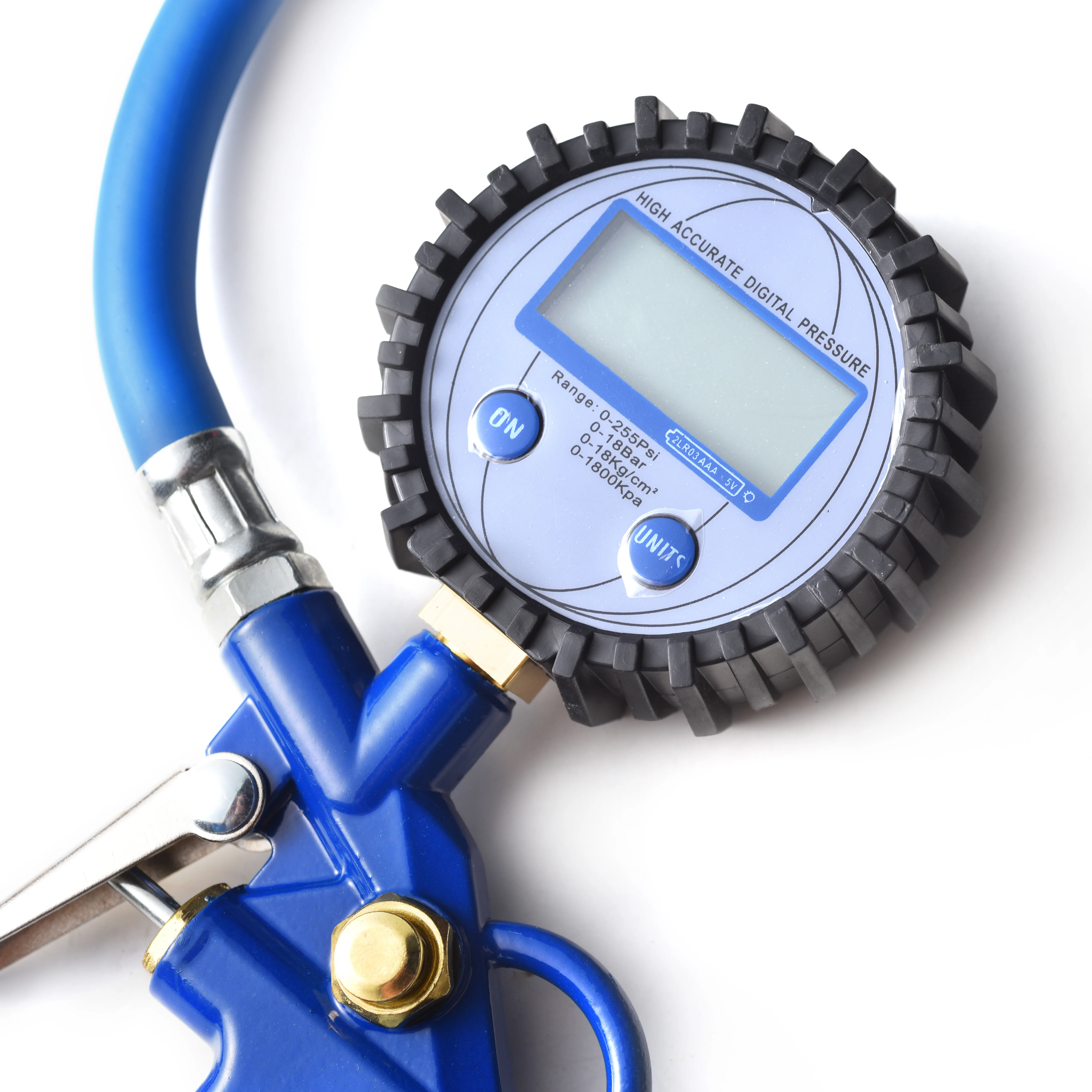 Tire Pressure Gauge With Hose, LED Flashlight for air tire pressure gauge with function design