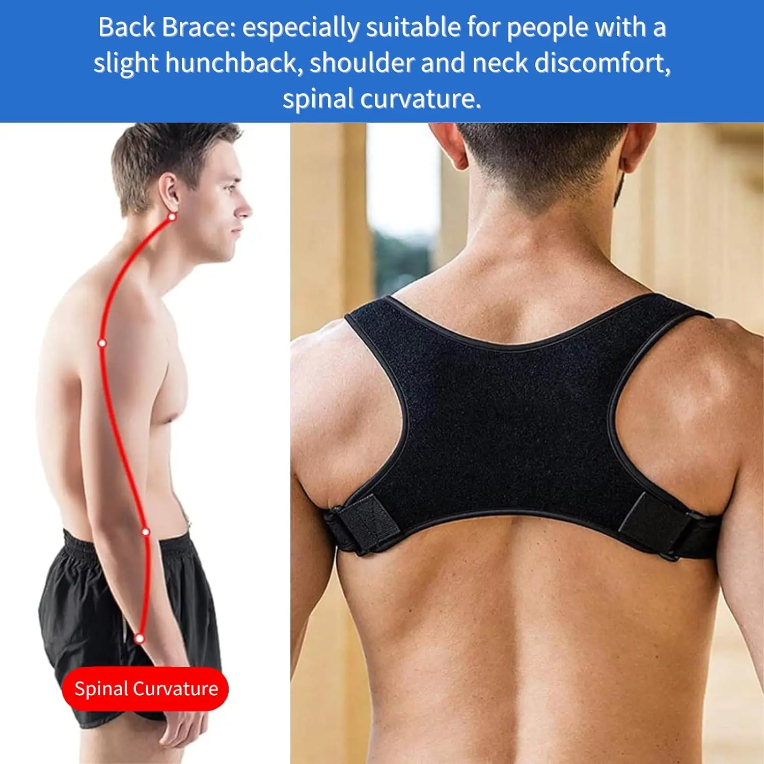 43 CM Back Posture Corrector Breathable Lumbar Brace Corset Back Belt Support Shoulder Lower Back Belt Brace Waist For Men Women