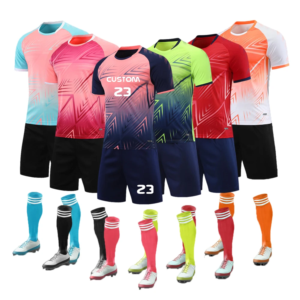 Sportswear Men Soccer Wear Customized Youth Soccer Jersey With Logo and Numbers Sublimated Soccer Uniforms