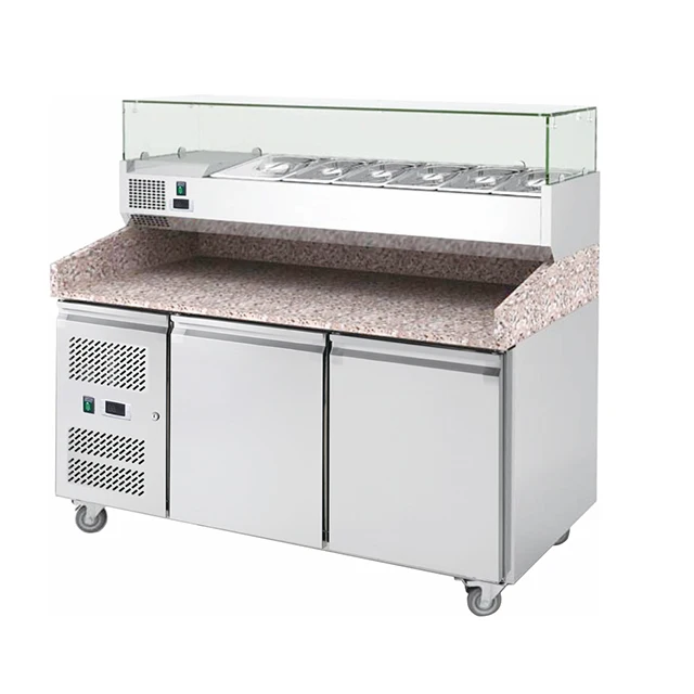 Small Counter Work Subway Sandwich Refrigerated Refrigerator Pizza Table Prep With Marble Top Buffet