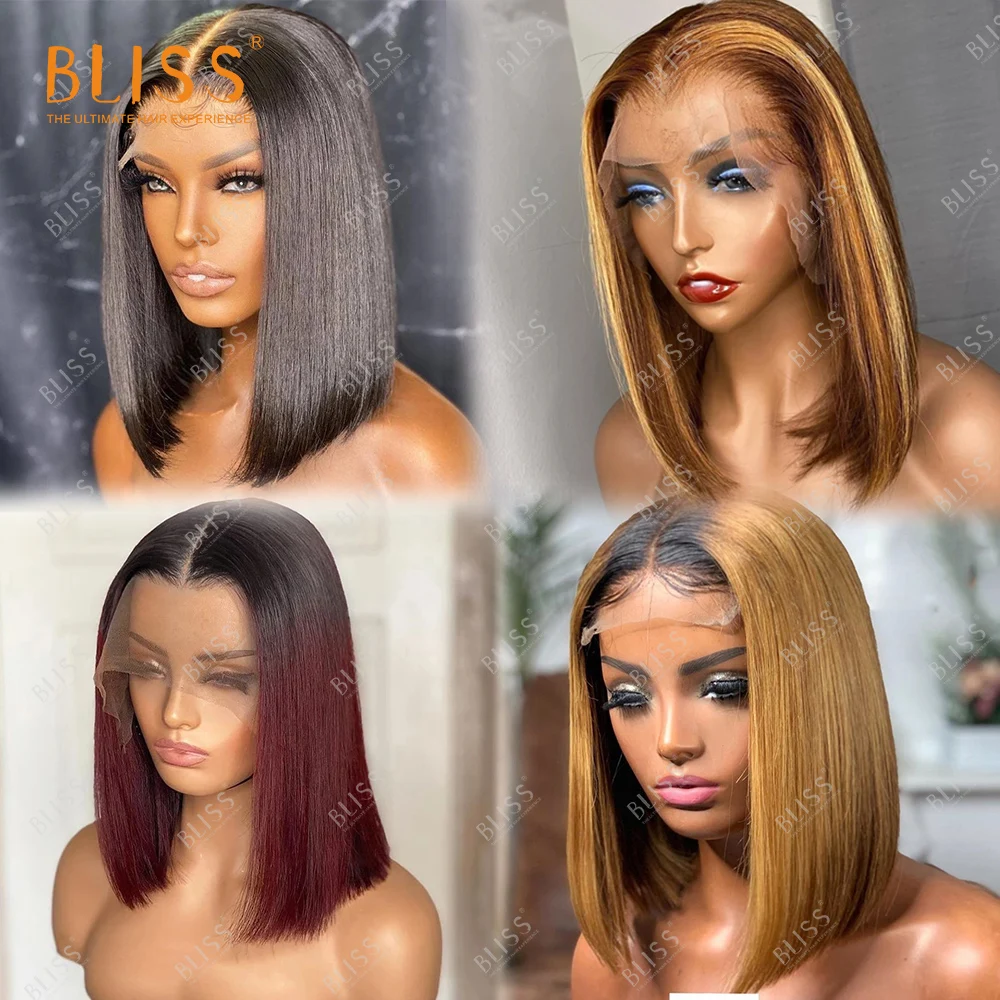 Bliss US CA Free Shipping Short Bob Wigs Human Hair Lace Front Bob Wigs Ship From US IN STOCKS