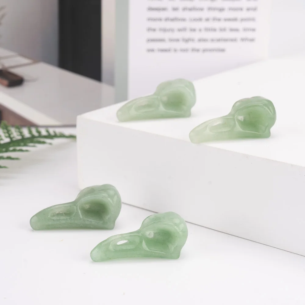 BZ JADE TIFA Factory Wholesale Luxury Crystal Crow Skulls Bird Statue Small Polished Gems Carving for Decor & Gift Model Mascot