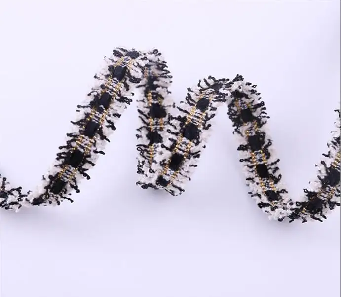 Vintage Fashion Polyester Tweed Ribbon Lace Trimming Woven Eco-Friendly Fabric Embroidery Garments Processing Accessories