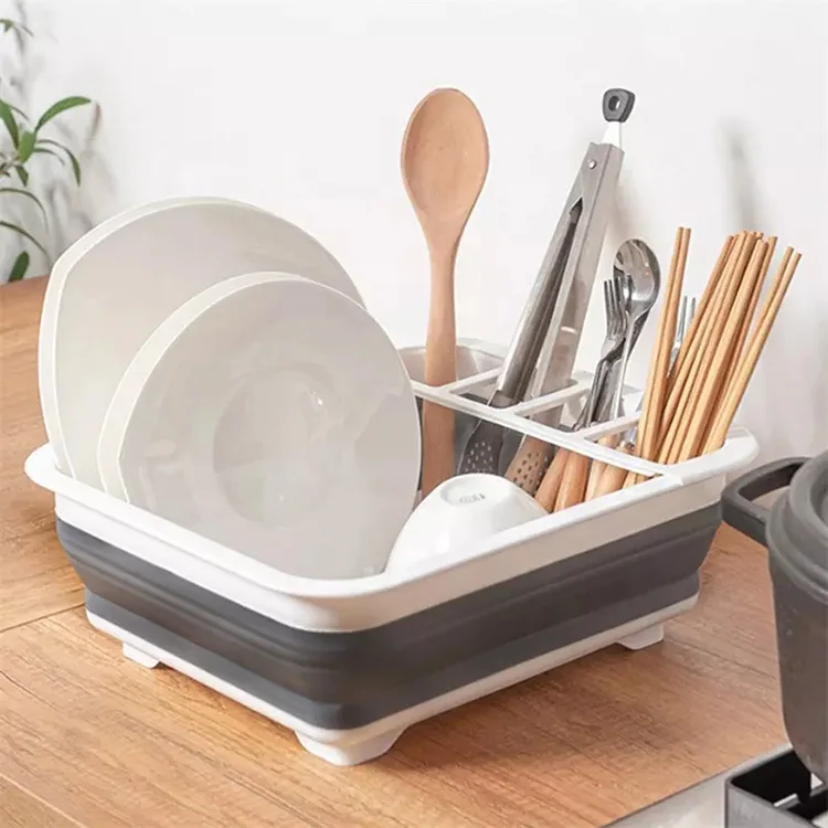 Collapsible Dish Drainer Foldable Drying Rack Portable Dinnerware Colander Collapsible Storage Holders & Racks Customized Logo