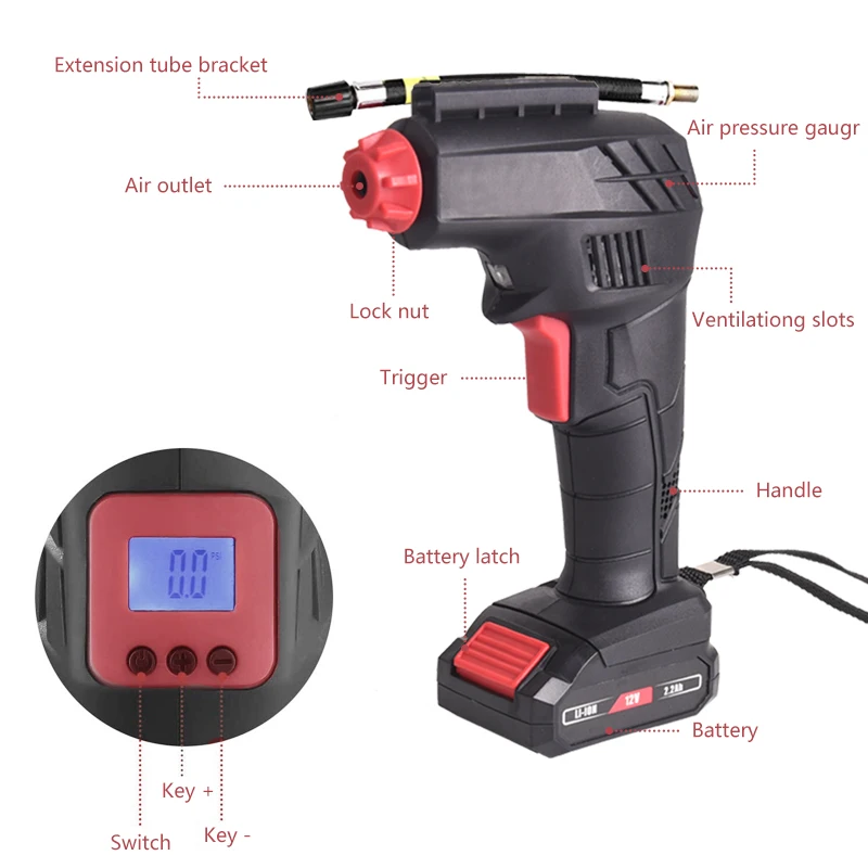 
Mini battery air compressor electric tire car pump 12 volt 