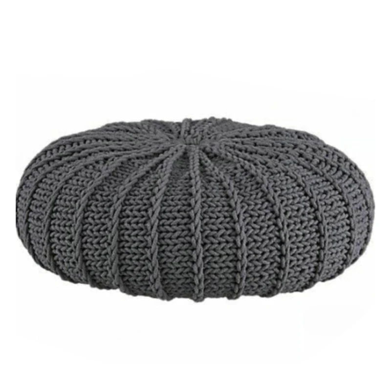 
manufacturer direct modern style bean bag round pouffe knit handmade ottoman pouf for home 