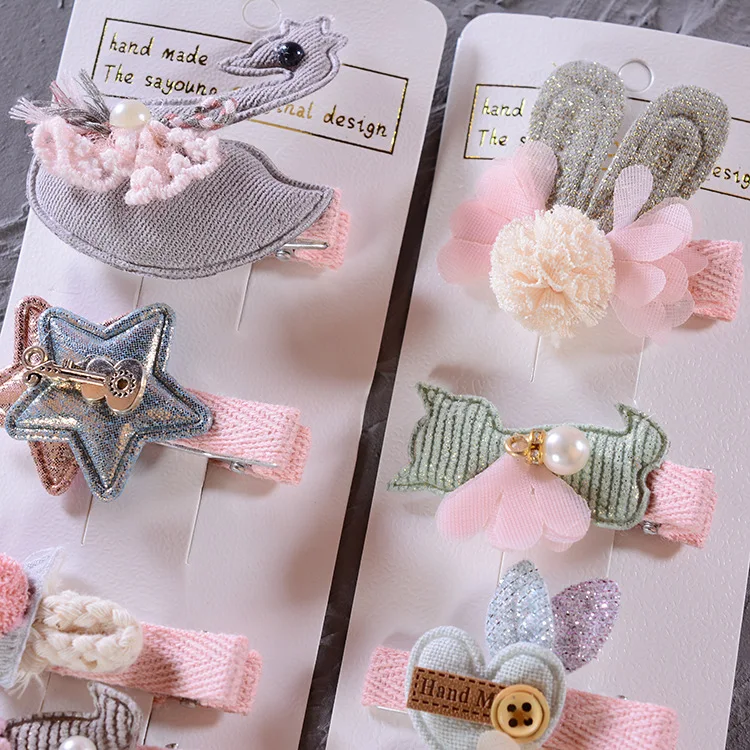 6pcs/set baby girls cartoon cute princess hair pins bb clips accessories wholesale