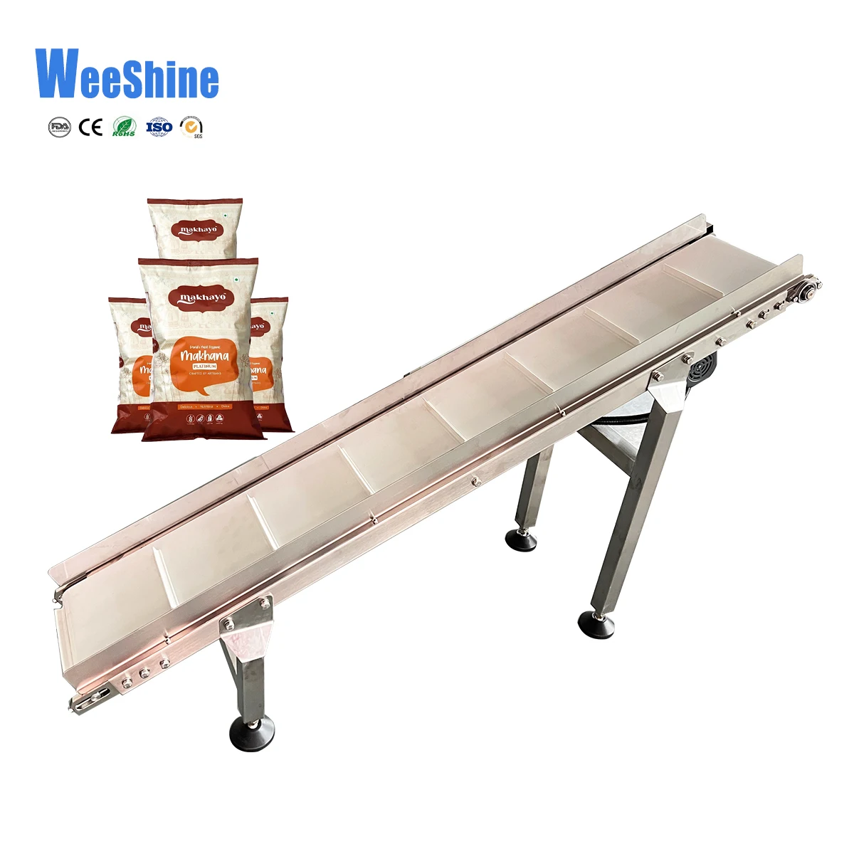 Высококачественная малогабаритная конвейерная Линия для производства пищевых продуктов, не скользящий питатель, подъемная машина