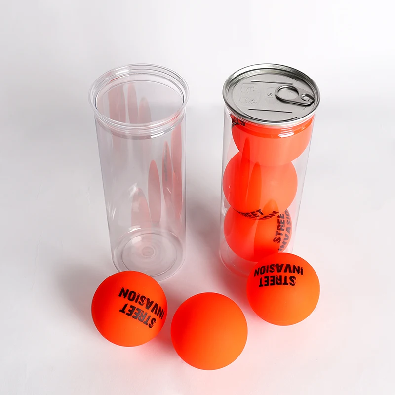 plastic jar manufacturer wholesale empty clear 805ml diameter 75mm tennis ball cans vacumn seal tennis jar with lids